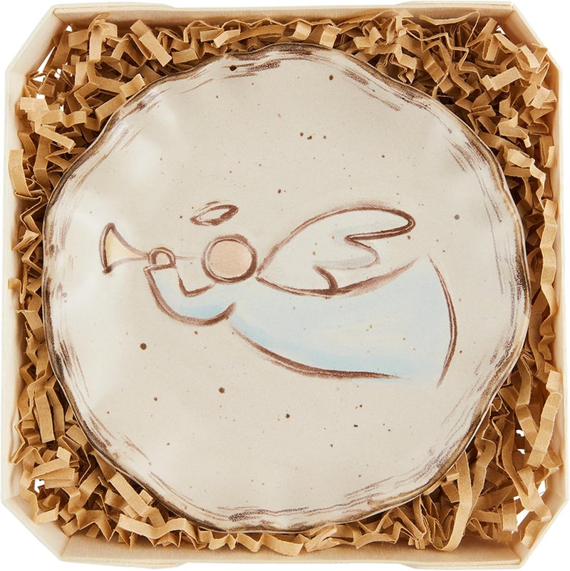 Angel Stoneware Trinket Dish Tidbit Plates, 4 1/2" dia, CREAM